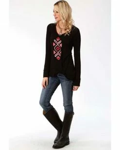 Roper Studio West Women's Native Arts Embroidered Sweater Black -Roper Shop 2000287306 001 P3