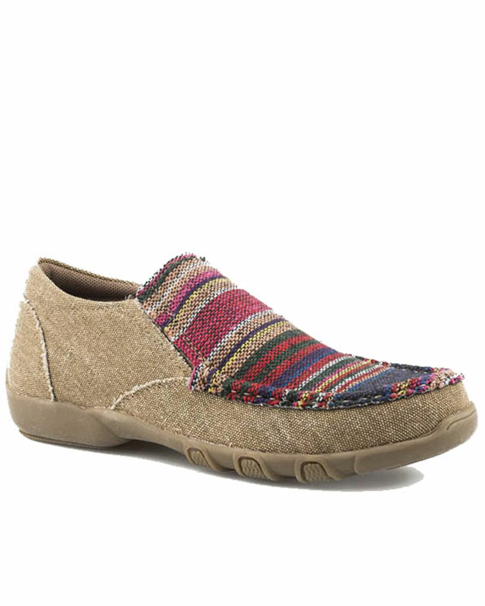 Roper Women's Multi Colored Textile Slip-On Shoes Tan 3 Roper Women's Multi Colored Textile Slip-On Shoes Tan