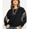 Roper Women's Chain Fringe Long Sleeve Top Black -Roper Shop 2000290563 001 P1