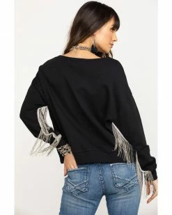 Roper Women's Chain Fringe Long Sleeve Top Black 10 Roper Women's Chain Fringe Long Sleeve Top Black -Roper Shop 2000290563 001 P2