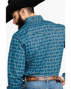 Roper Men's West Made Hex Southwestern Print Long Sleeve Western Shirt Blue 13 Roper Men's West Made Hex Southwestern Print Long Sleeve Western Shirt Blue -Roper Shop 2000290740 400 P5