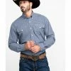 Roper Men's Amarillo Meadow Mini Check Plaid Long Sleeve Western Shirt  Blue -Roper Shop 2000290745 400 P1