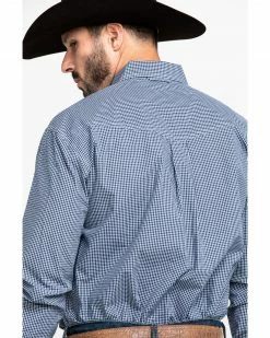 Roper Men's Amarillo Meadow Mini Check Plaid Long Sleeve Western Shirt  Blue -Roper Shop 2000290745 400 P2