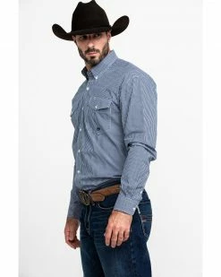 Roper Men's Amarillo Meadow Mini Check Plaid Long Sleeve Western Shirt  Blue -Roper Shop 2000290745 400 P3