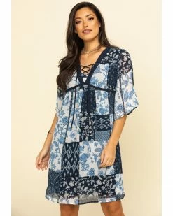 Roper Studio West Women's Patchwork Dress Blue 15 Roper Studio West Women's Patchwork Dress Blue -Roper Shop 2000295402 400 P1 1