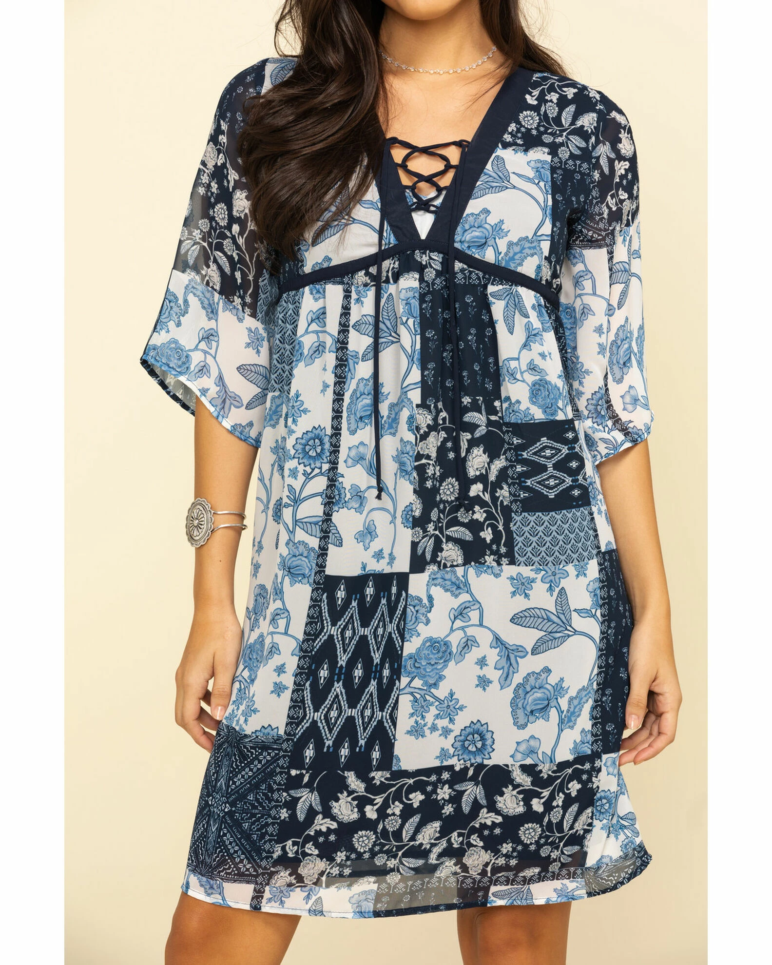 Roper Studio West Women's Patchwork Dress Blue 6 Roper Studio West Women's Patchwork Dress Blue - Image 4