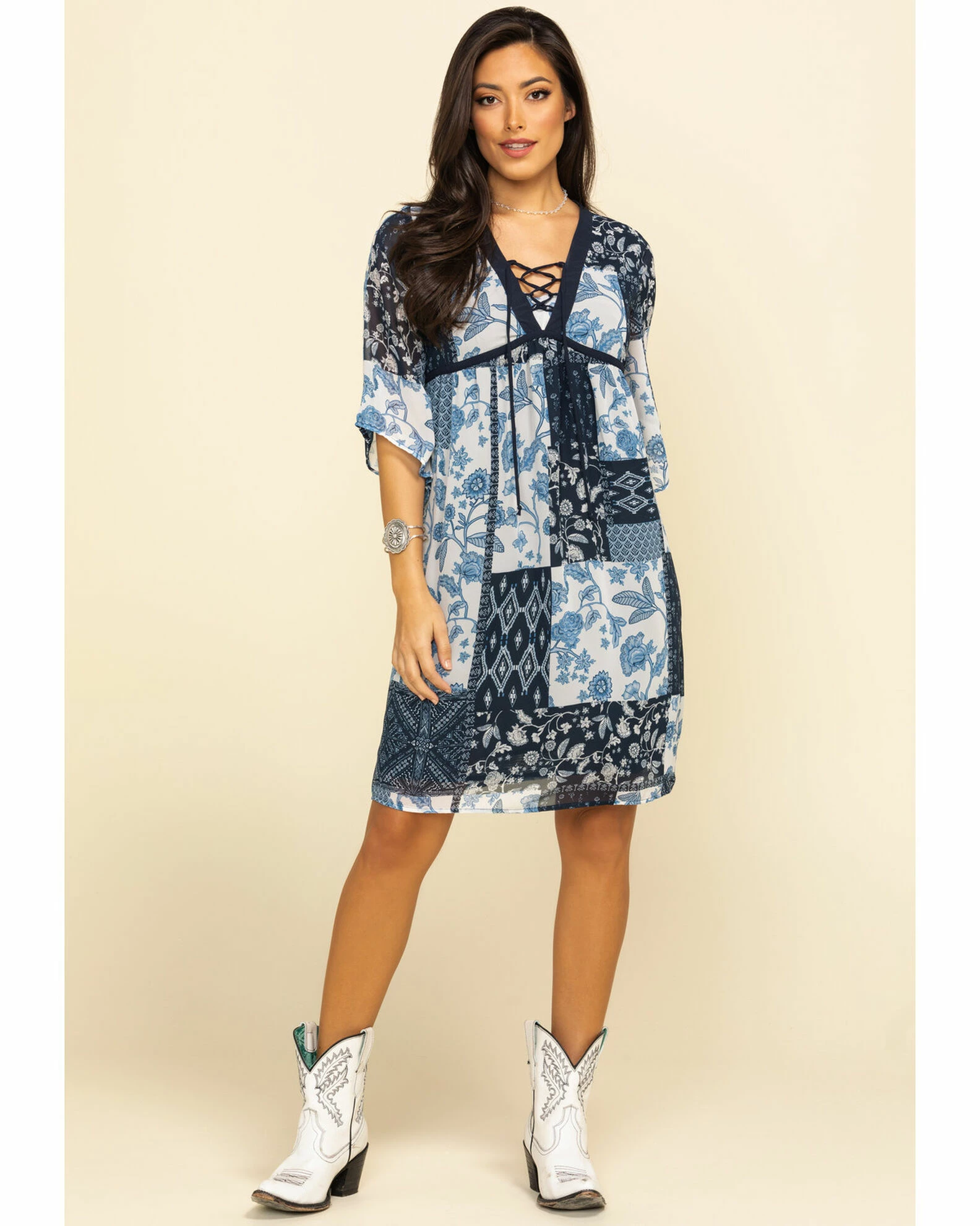 Roper Studio West Women's Patchwork Dress Blue 8 Roper Studio West Women's Patchwork Dress Blue - Image 6