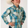 Roper West Made Boys' Tide Pool Dobby Plaid Long Sleeve Western Shirt Blue 1 Roper West Made Boys' Tide Pool Dobby Plaid Long Sleeve Western Shirt Blue -Roper Shop 2000295452 400 P1