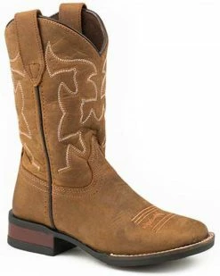 Roper Boys' Crazy Horse Western Boots - Square Toe Brown