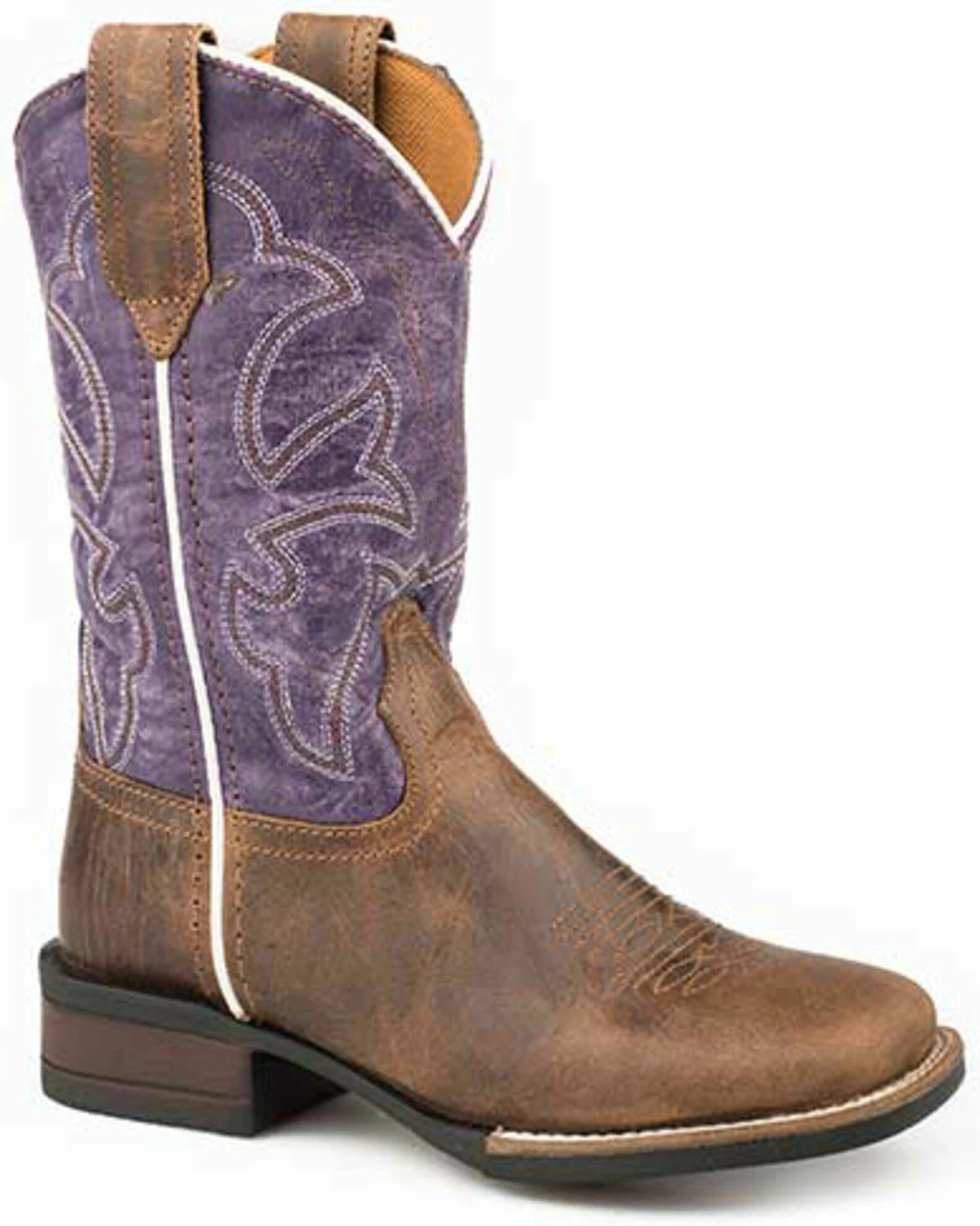 Roper Youth Girls' Faux Leather Western Boots - Square Toe Purple 3 Roper Youth Girls' Faux Leather Western Boots - Square Toe Purple