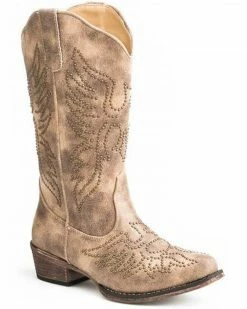 Roper Women's Vintage Beige Western Boots - Snip Toe Tan