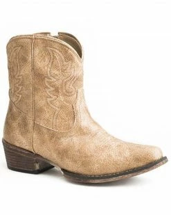 Roper Women's Tan Vintage Western Booties - Snip Toe