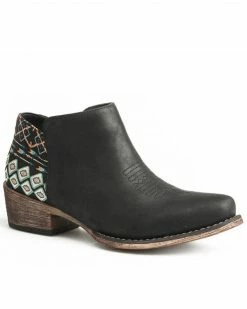 Roper Women's Black Sedona Southwestern Heel Fashion Booties - Snip Top