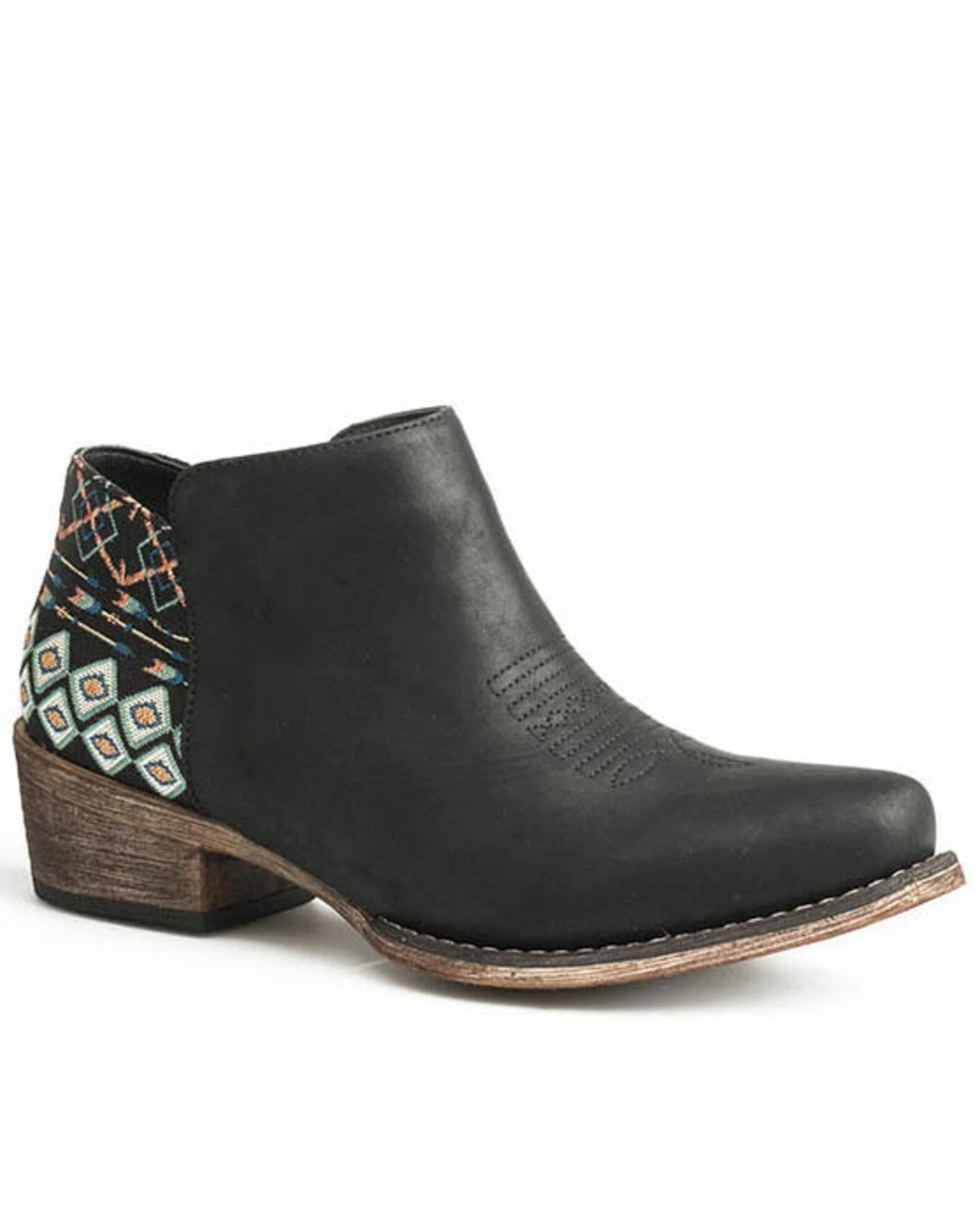 Roper Women's Black Sedona Southwestern Heel Fashion Booties - Snip Top 3 Roper Women's Black Sedona Southwestern Heel Fashion Booties - Snip Top