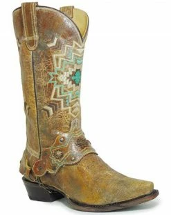 Roper Women's Vintage Brown Leather Western Boots - Snip Toe Tan