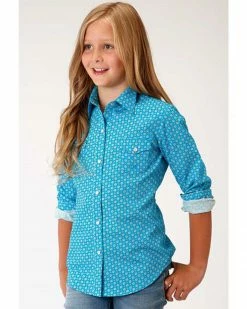 Roper Amarillo Girls' Geo Core Long Sleeve Western Shirt Turquoise 9 Roper Amarillo Girls' Geo Core Long Sleeve Western Shirt Turquoise -Roper Shop 2000313526 440 P1 1