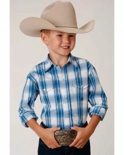 Roper Amarillo Boys' Plaid Long Sleeve Western Shirt