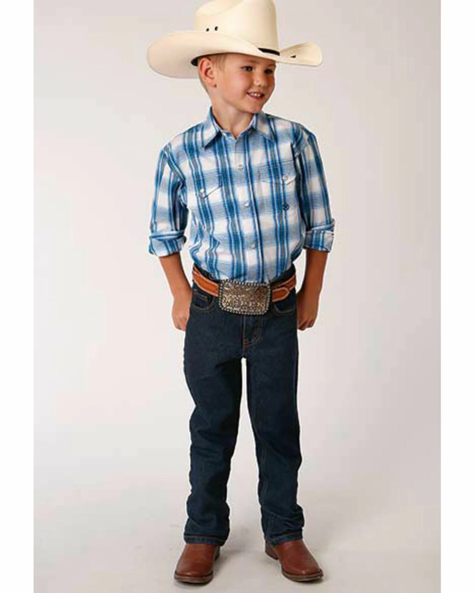 Roper Amarillo Boys' Plaid Long Sleeve Western Shirt 5 Roper Amarillo Boys' Plaid Long Sleeve Western Shirt - Image 3