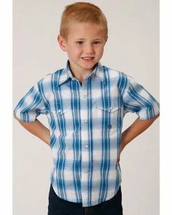 Roper Amarillo Boys' Plaid Short Sleeve Western Shirt