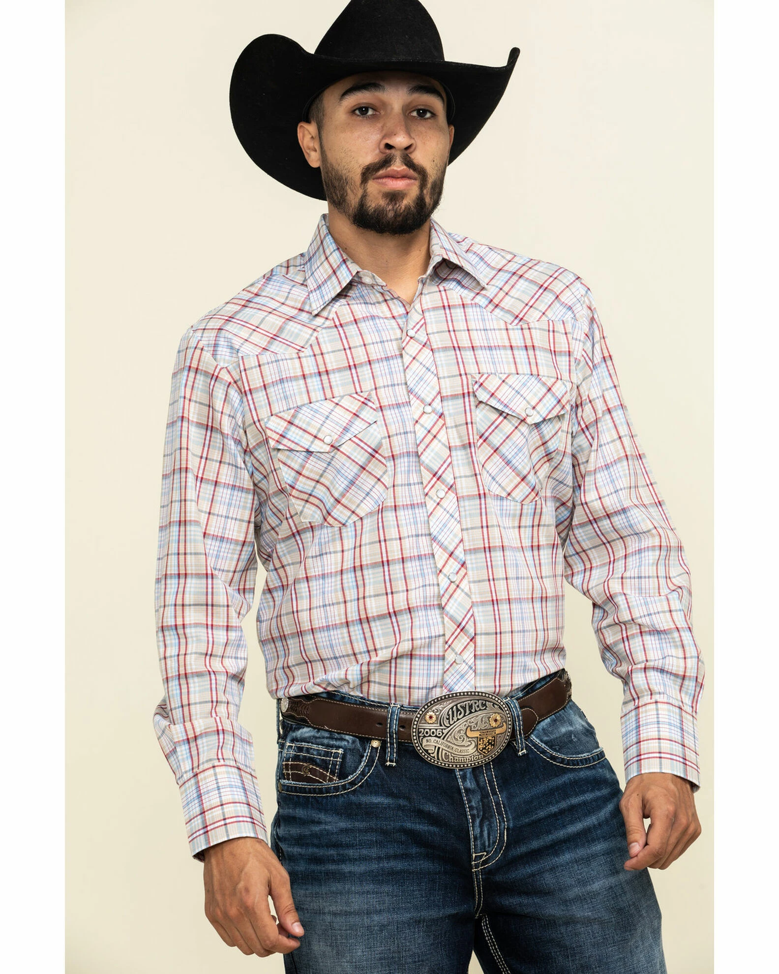 Roper Men's Classic Tan Plaid Long Sleeve Western Shirt 3 Roper Men's Classic Tan Plaid Long Sleeve Western Shirt