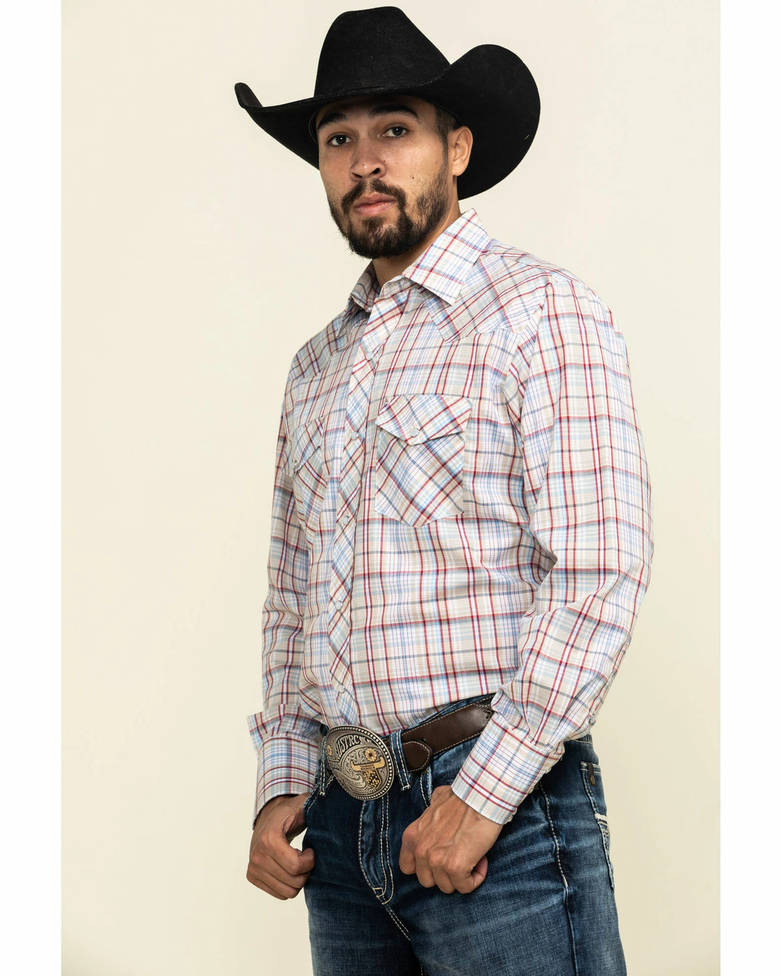 Roper Men's Classic Tan Plaid Long Sleeve Western Shirt 5 Roper Men's Classic Tan Plaid Long Sleeve Western Shirt - Image 3