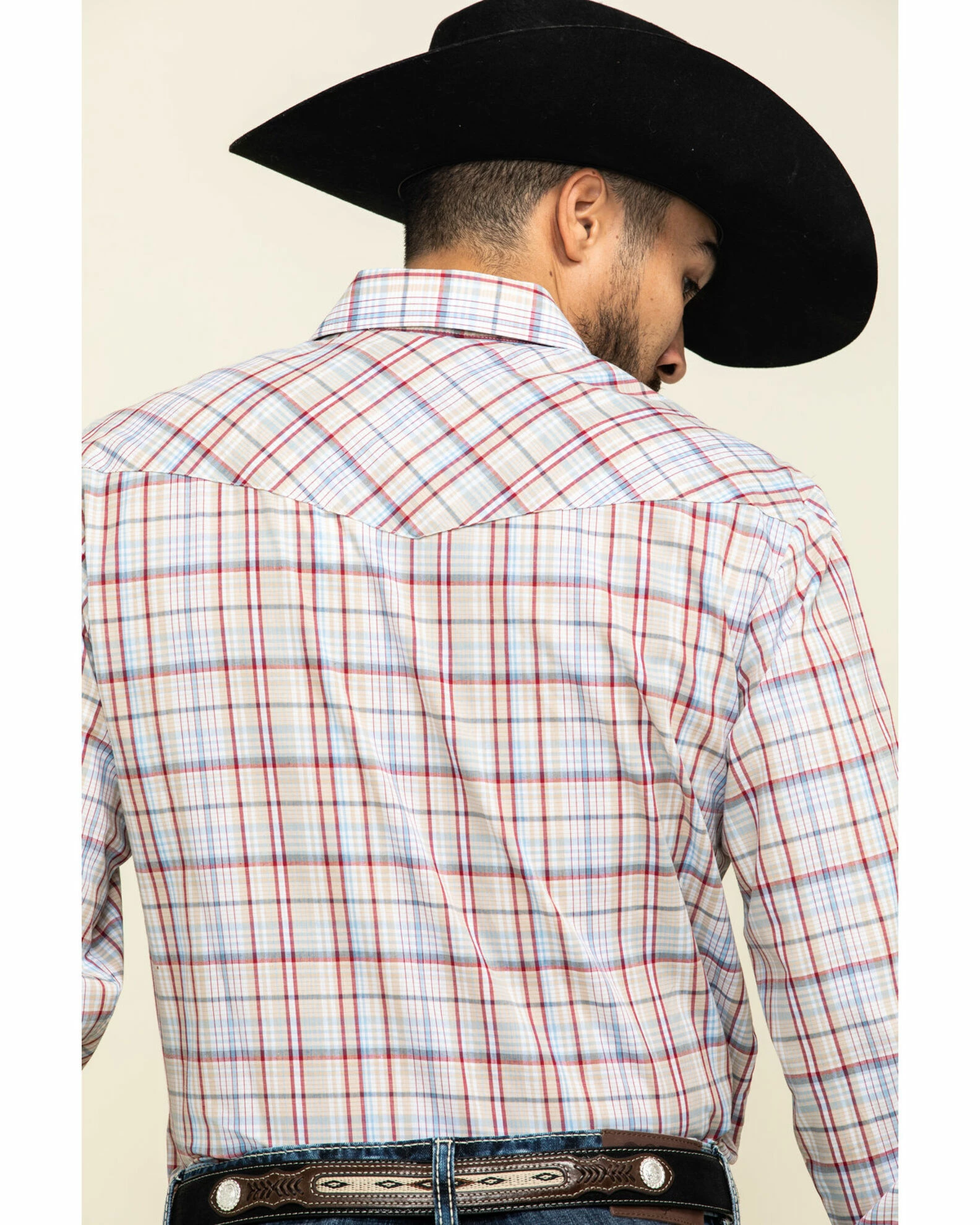 Roper Men's Classic Tan Plaid Long Sleeve Western Shirt 7 Roper Men's Classic Tan Plaid Long Sleeve Western Shirt - Image 5