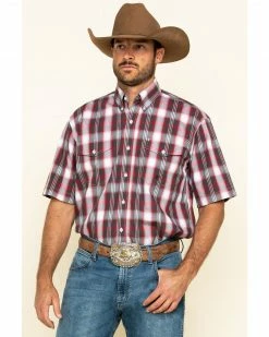 Roper Men's Amarillo Red Barn Plaid Short Sleeve Western Shirt