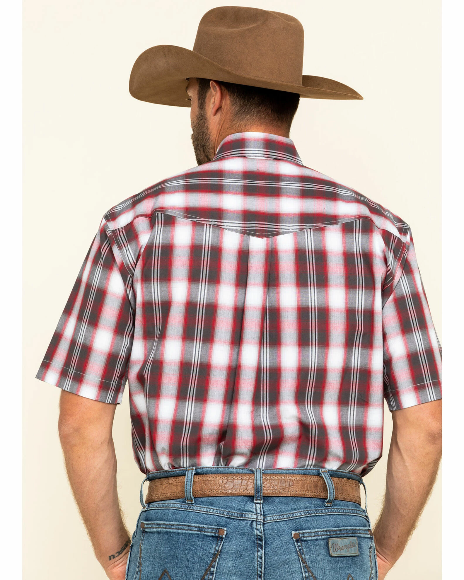 Roper Men's Amarillo Red Barn Plaid Short Sleeve Western Shirt 4 Roper Men's Amarillo Red Barn Plaid Short Sleeve Western Shirt - Image 2