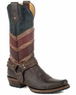 Roper Shop 19 Roper Men's Old Glory Harness Western Boots - Snip Toe Brown