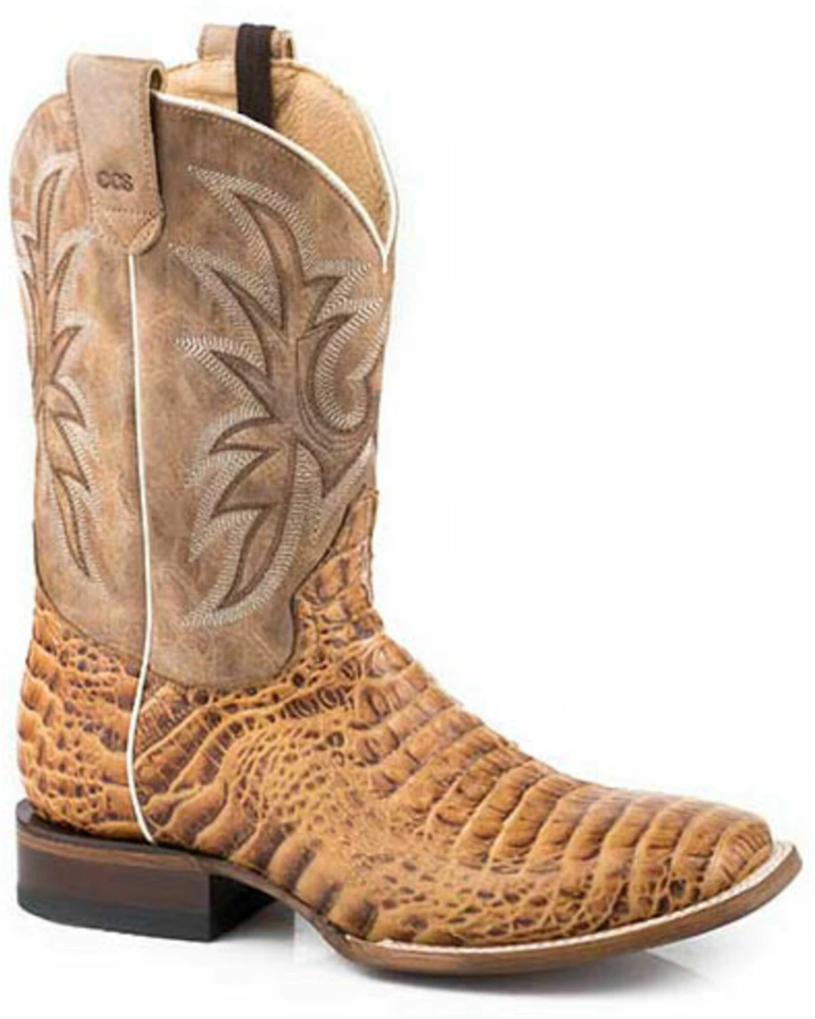 Roper Men's Tan Caiman Embossed Western Boots - Square Toe 3 Roper Men's Tan Caiman Embossed Western Boots - Square Toe