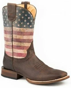 Roper Men's American Patriot Western Boots - Square Toe Brown