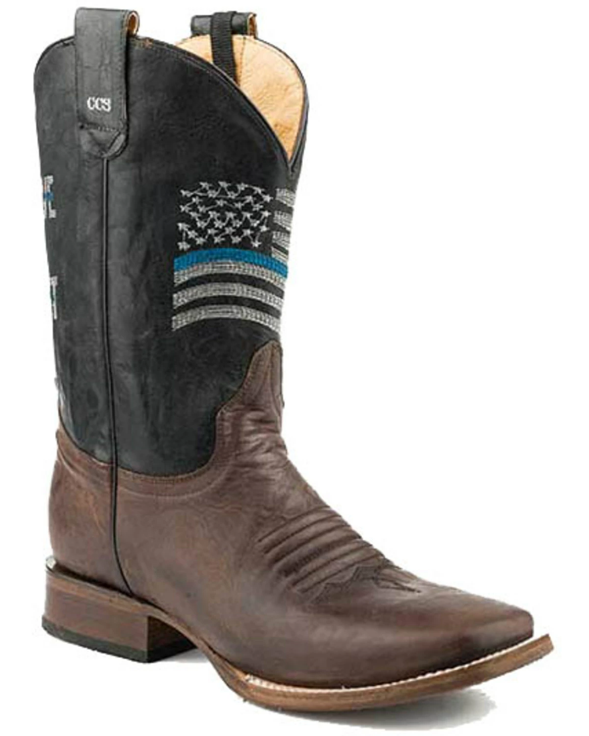 Roper Men's Thin Blue Line Western Boots - Square Toe Brown 4 Roper Men's Thin Blue Line Western Boots - Square Toe Brown - Image 2