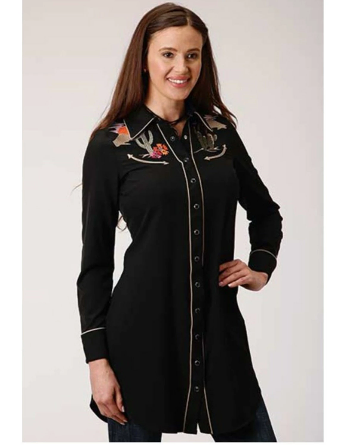 Roper Old West Women's Desert Cactus Long Sleeve Western Dress Black 5 Roper Old West Women's Desert Cactus Long Sleeve Western Dress Black - Image 3