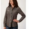 Roper Women's Floral Print Long Sleeve Snap Western Shirt Grey 1 Roper Women's Floral Print Long Sleeve Snap Western Shirt Grey -Roper Shop 2000326045 020 P1