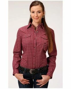Roper Women's Red Geo Long Sleeve Western Shirt  -Roper Shop 2000326052 600 P1 1