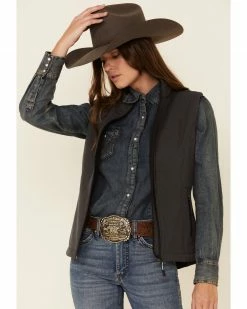 Roper Women's Grey Softshell Bonded Fleece-LinedĀ Vest