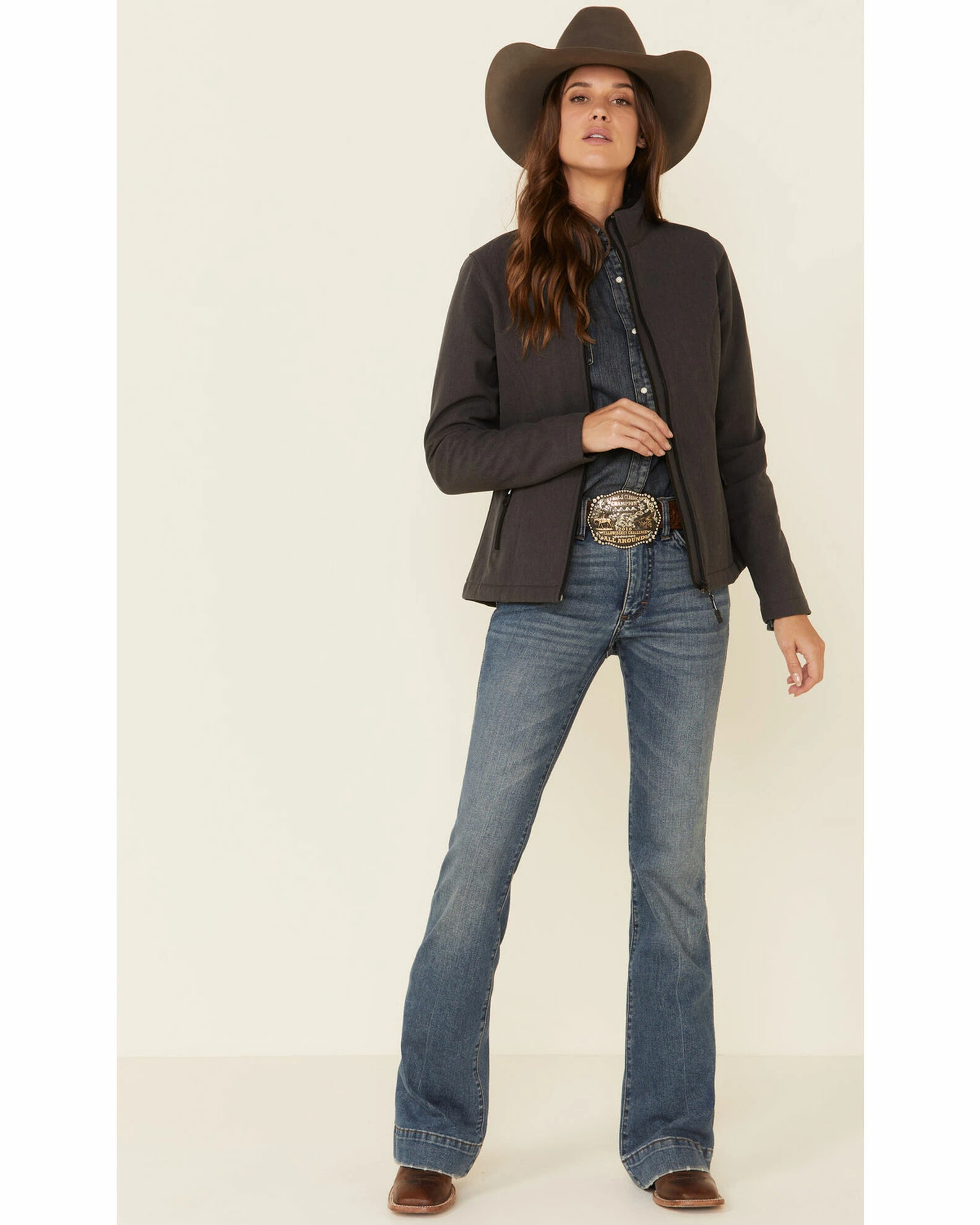 Roper Women's Grey Softshell Bonded Fleece Lined Jacket 4 Roper Women's Grey Softshell Bonded Fleece Lined Jacket - Image 2