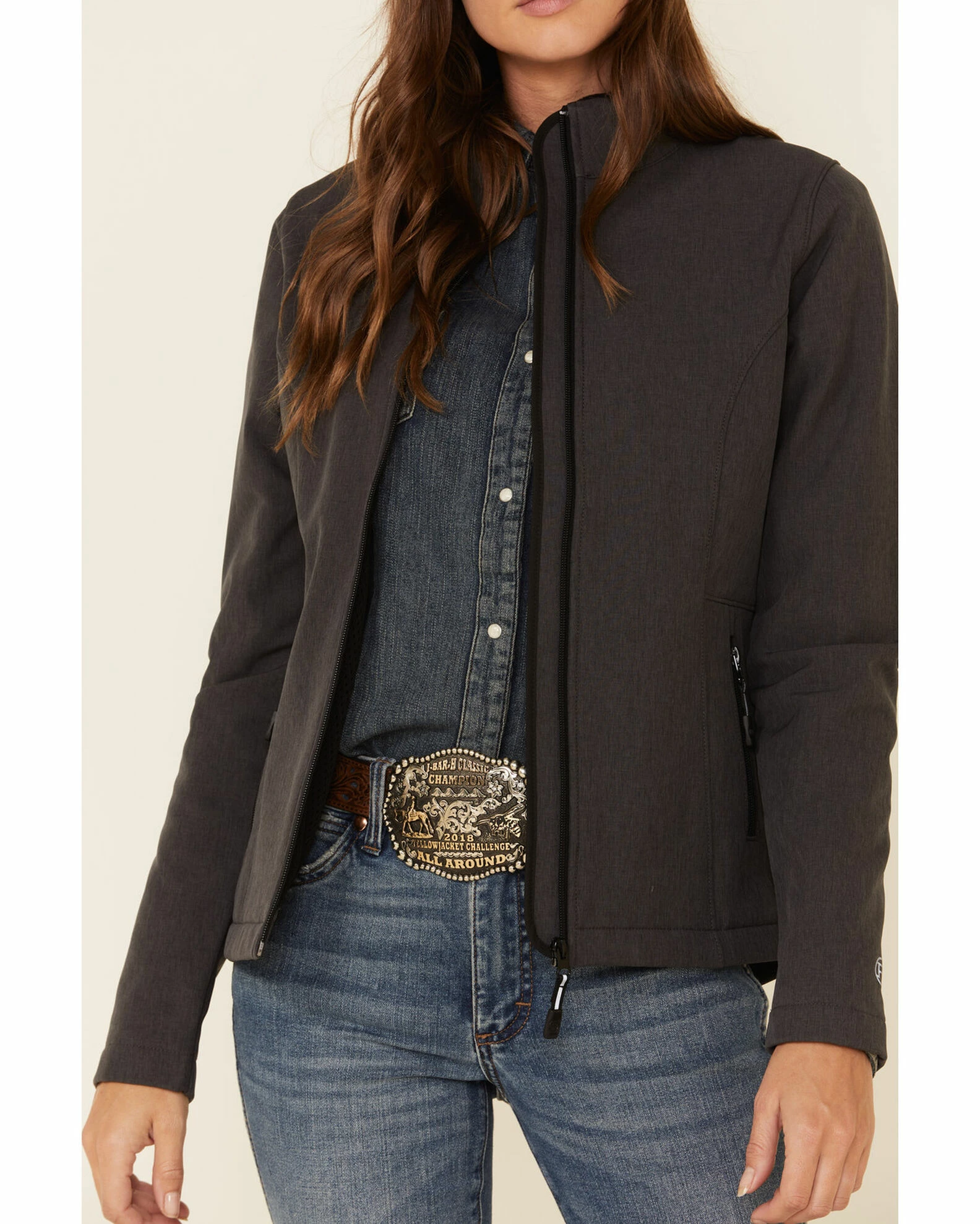 Roper Women's Grey Softshell Bonded Fleece Lined Jacket 5 Roper Women's Grey Softshell Bonded Fleece Lined Jacket - Image 3