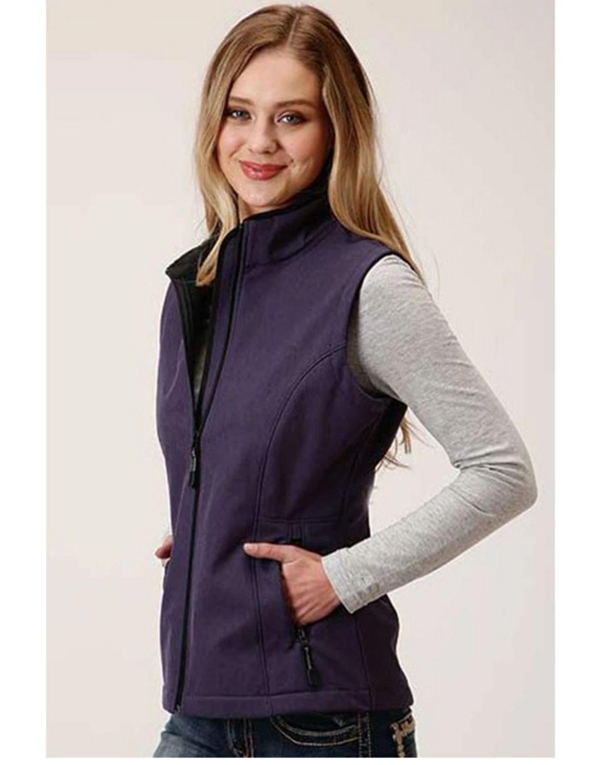Roper Women's Purple Softshell Bonded Fleece Lined Vest 4 Roper Women's Purple Softshell Bonded Fleece Lined Vest - Image 2