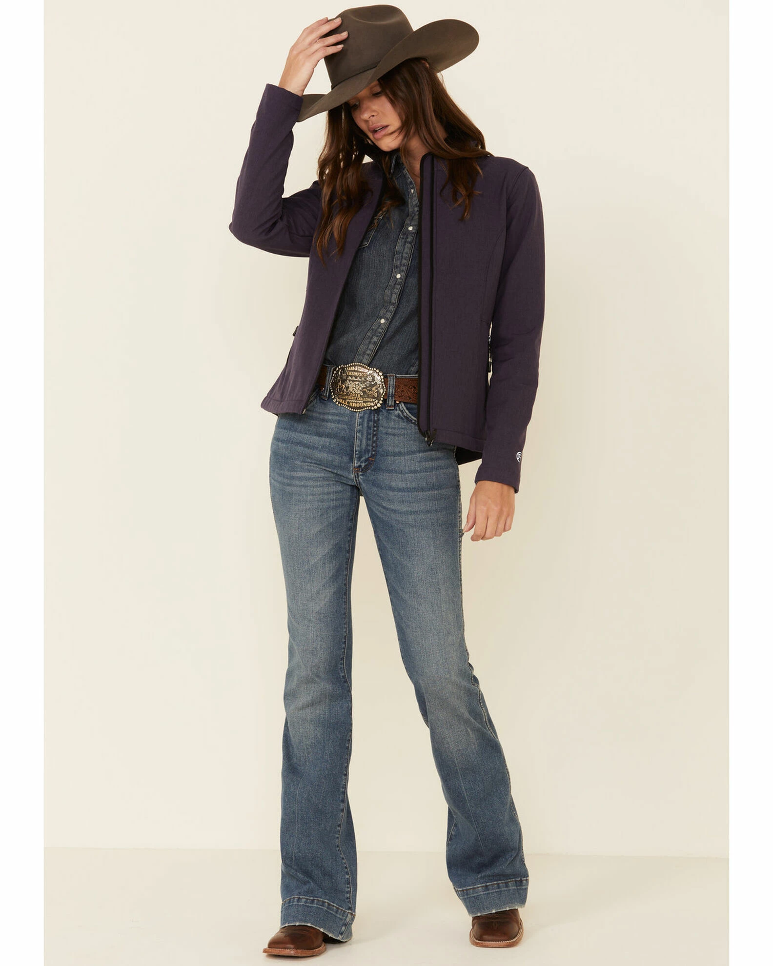 Roper Women's Purple Softshell Bonded Fleece Lined Jacket 4 Roper Women's Purple Softshell Bonded Fleece Lined Jacket - Image 2