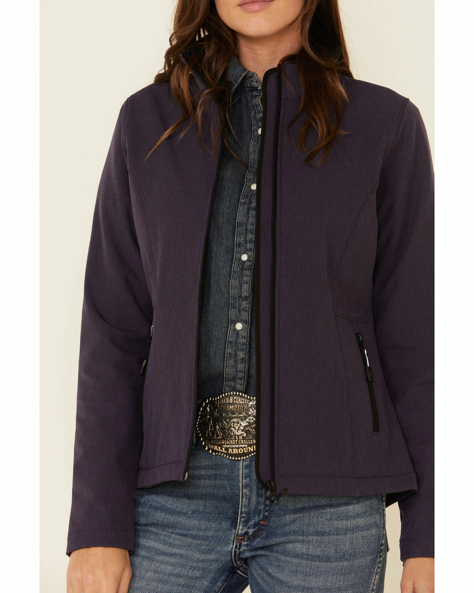 Roper Women's Purple Softshell Bonded Fleece Lined Jacket 5 Roper Women's Purple Softshell Bonded Fleece Lined Jacket - Image 3