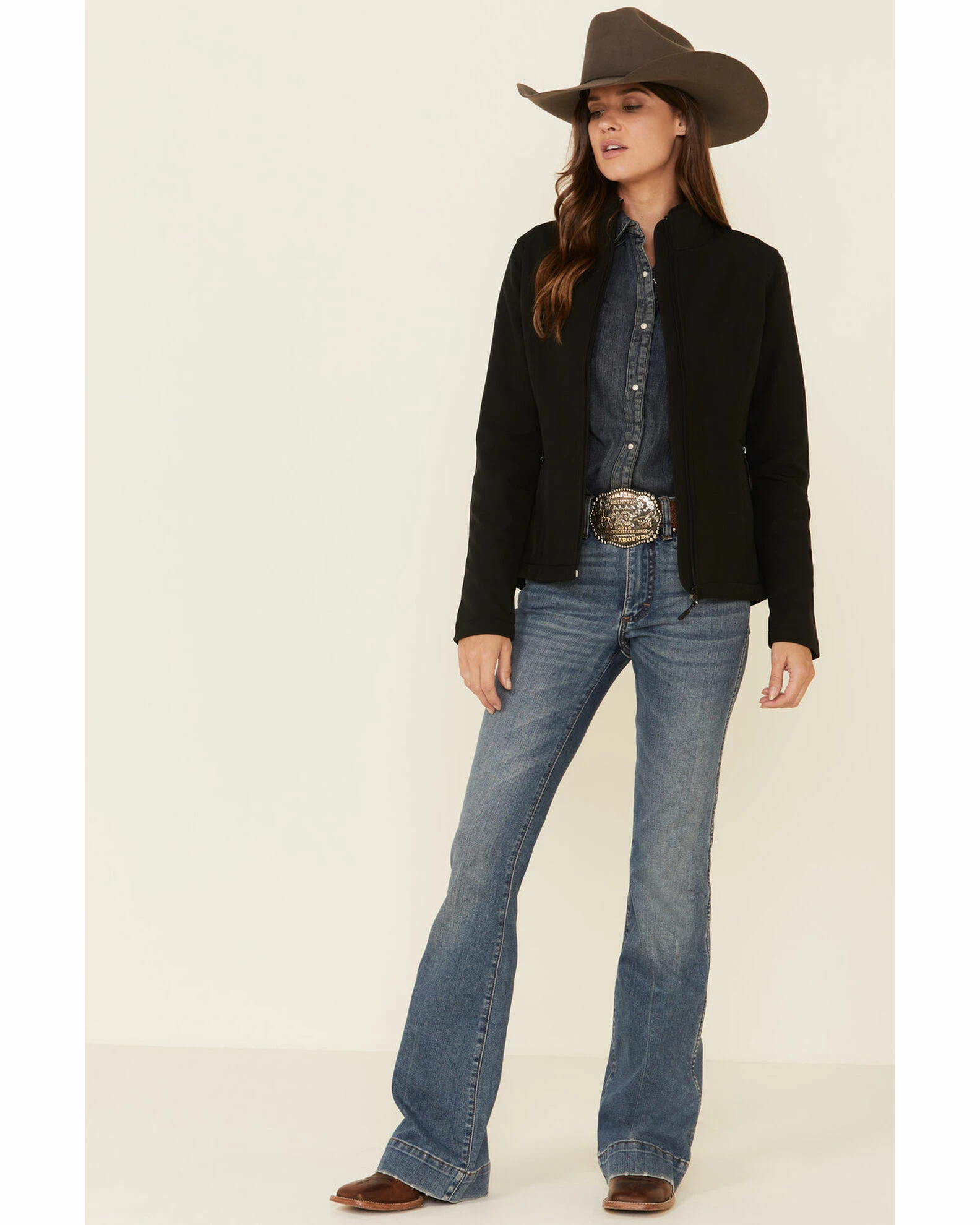 Roper Women's Black Softshell Bonded Fleece Lined Jacket 3 Roper Women's Black Softshell Bonded Fleece Lined Jacket - Image 2