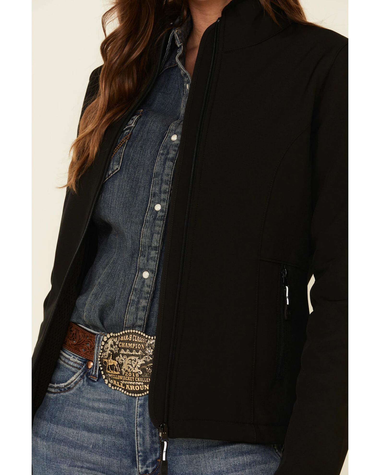 Roper Women's Black Softshell Bonded Fleece Lined Jacket 4 Roper Women's Black Softshell Bonded Fleece Lined Jacket - Image 3