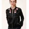 Roper Women's Black Satin Floral Embroidered Bomber Jacket -Roper Shop 2000326060 001 P1