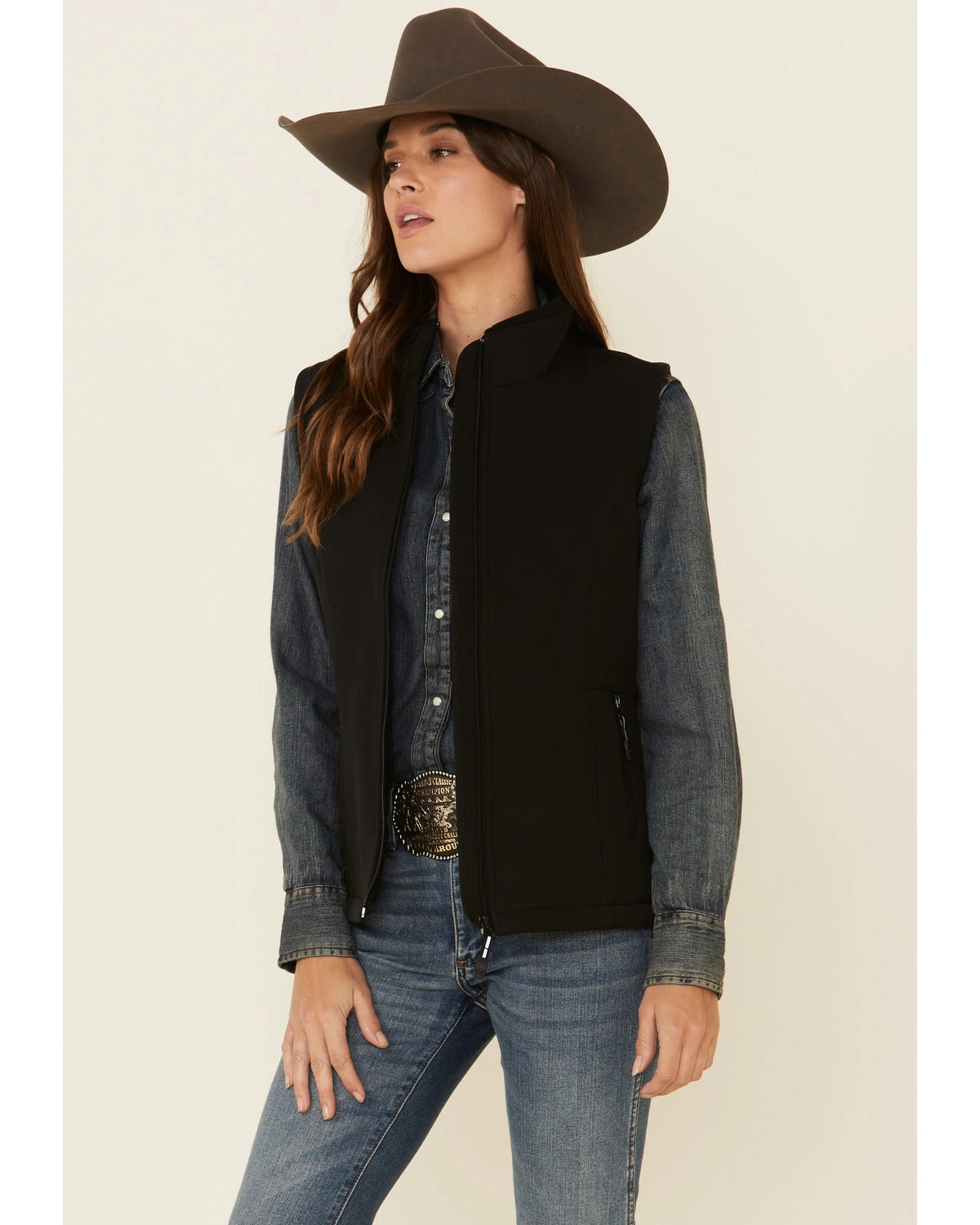 Roper Women's Black Softshell Bonded Fleece Lined Vest 6 Roper Women's Black Softshell Bonded Fleece Lined Vest - Image 5