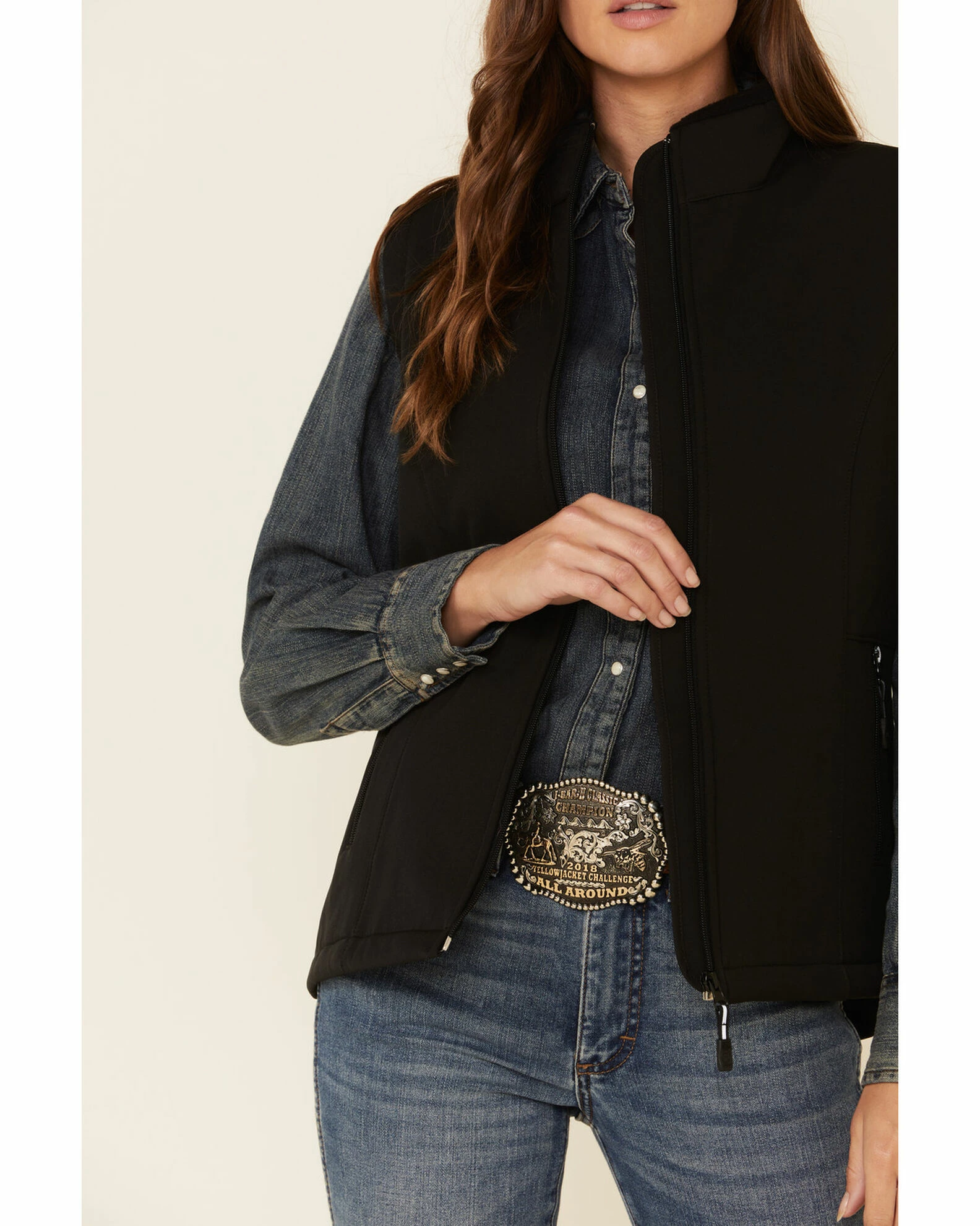 Roper Women's Black Softshell Bonded Fleece Lined Vest 3 Roper Women's Black Softshell Bonded Fleece Lined Vest - Image 2