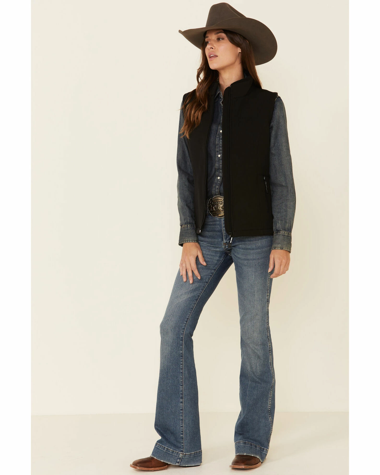 Roper Women's Black Softshell Bonded Fleece Lined Vest 5 Roper Women's Black Softshell Bonded Fleece Lined Vest - Image 4