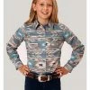 Roper West Made Girls' Turquoise Southwestern Print Long Sleeve Western Shirt 1 Roper West Made Girls' Turquoise Southwestern Print Long Sleeve Western Shirt -Roper Shop 2000326148 440 P1