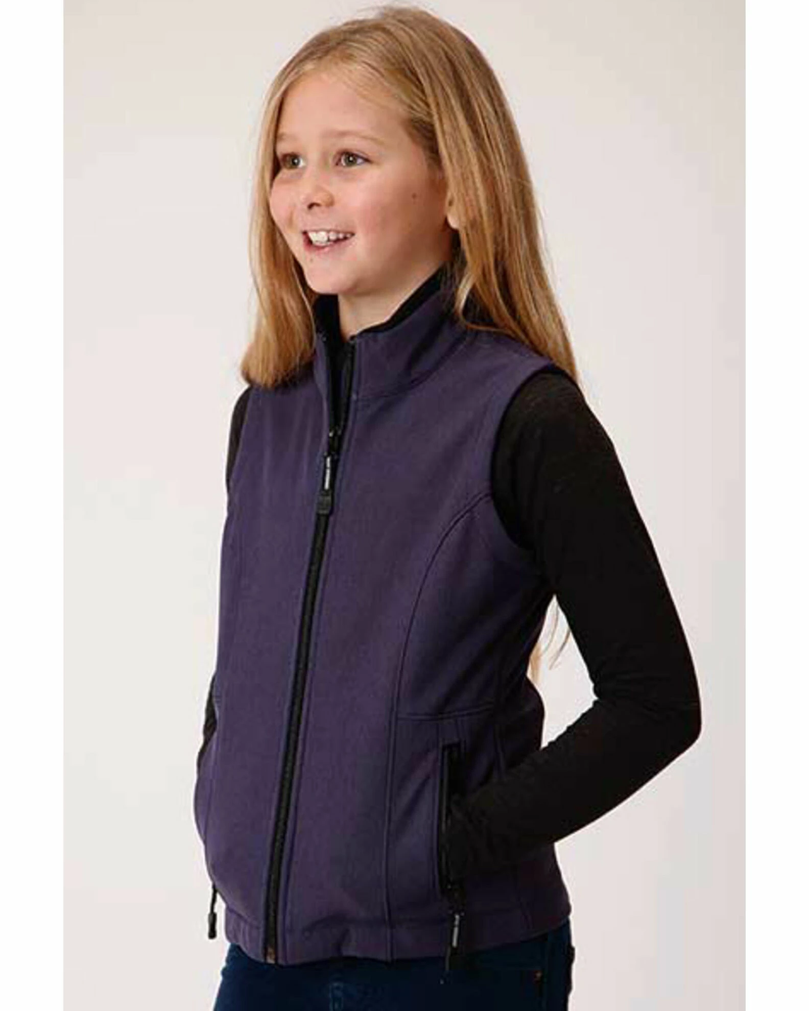 Roper Girls' Purple Softshell Fleece Vest 3 Roper Girls' Purple Softshell Fleece Vest