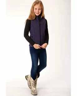 Roper Girls' Purple Softshell Fleece Vest 8 Roper Girls' Purple Softshell Fleece Vest -Roper Shop 2000326155 500 P3